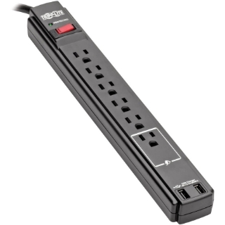 Picture of Tripp Lite Surge Protector Power Strip 6 Outlet 2 USB Ports 6 ' Cord Black