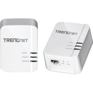 Picture of TRENDnet Powerline 1300 AV2 Adapter Kit, Includes 2 x TPL-422E Powerline Ethernet Adapters, IEEE 1905.1 & IEEE 1901, Gigabit Port, Range Up To 300m (984 ft), Simple Installation, White, TPL-422E2K