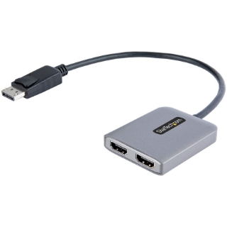 Picture of DP to Dual HDMI MST HUB, Dual HDMI 4K 60Hz, 2 Port DisplayPort Multi Monitor Adapter with 1ft/30cm Cable, DP 1.4 | DSC | HBR3