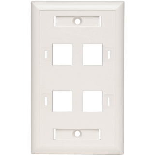 Picture of Tripp Lite Quad Outlet RJ45 Universal Keystone Face Plate / Wall Plate, White, 4-Port
