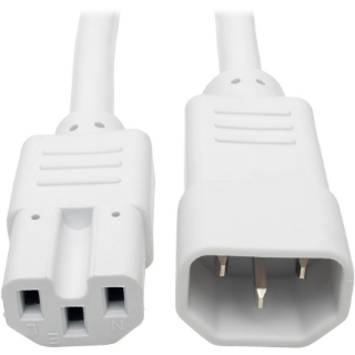 Picture of Tripp Lite 2ft Heavy Duty Power Extension Cord 15A 14 AWG C14 C15 White 2'