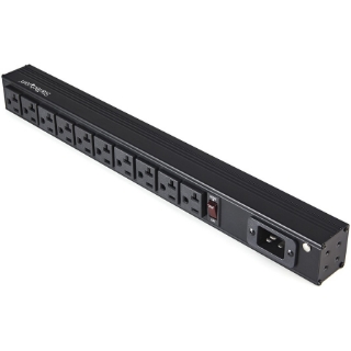 Picture of StarTech.com 10 Outlet Rack Mount Power Strip 125V/16 Amp, 1U Horizontal 19" Rackmount PDU, NEMA 5-20P Input, 10x NEMA 5-15/20R Outlets