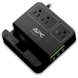 Picture of APC by Schneider Electric Essential SurgeArrest, 3 Outlets, 3 USB Charging Ports, 120V, Black