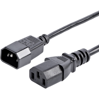 Picture of StarTech.com 6ft (2m) Power Extension Cord, C14 to C13, 10A 125V, 18AWG, Computer Power Cord Extension, Power Supply Extension Cable