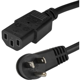 Picture of StarTech.com 6ft (2m) Computer Power Cord, Right Angle NEMA 5-15P to C13, 10A 125V, 18AWG, Replacement AC Power Cord, Monitor Power Cable