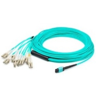 Picture of AddOn 7m MPO (Male) to 8xLC (Male) 8-Strand Aqua OM4 Fiber Fanout Cable