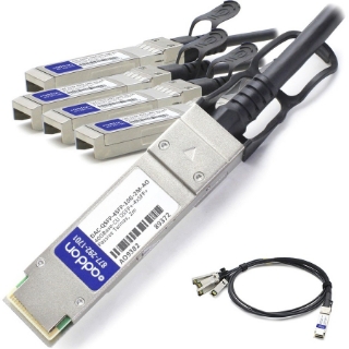 Picture of AddOn Dell DAC-QSFP-4SFP-10G-2M Compatible TAA Compliant 40GBase-CU QSFP+ to 4xSFP+ Direct Attach Cable (Passive Twinax, 2m)