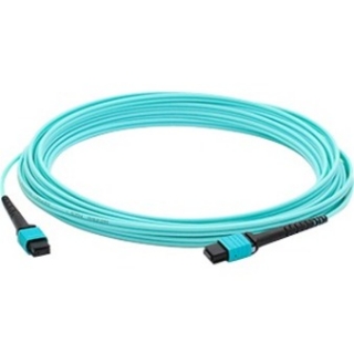 Picture of AddOn 10m MPO (Female) to MPO (Female) 12-Strand Aqua OM4 Crossover Fiber OFNR (Riser-Rated) Patch Cable