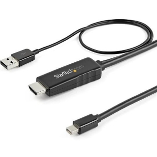 Picture of StarTech.com 6ft (2m) HDMI to Mini DisplayPort Cable 4K 30Hz - Active HDMI to mDP Adapter Cable with Audio - USB Powered - Video Converter