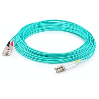Picture of AddOn 4m LC (Male) to SC (Male) Straight Aqua OM4 Duplex Plenum Fiber Patch Cable