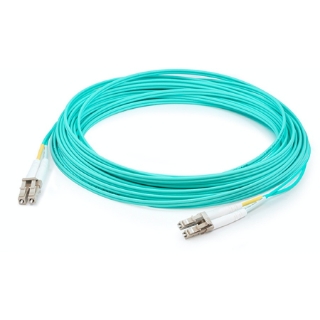 Picture of AddOn 81m LC (Male) to LC (Male) Straight Aqua OM4 Duplex Plenum Fiber Patch Cable