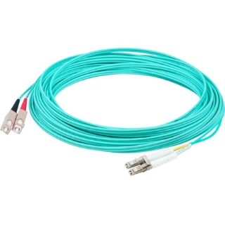 Picture of AddOn 3m LC (Male) to SC (Male) Aqua OM4 Duplex Fiber LSZH Patch Cable