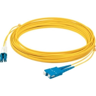 Picture of AddOn 41m LC (Male) to SC (Male) Straight Yellow OS2 Duplex Plenum Fiber Patch Cable