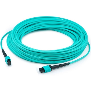 Picture of AddOn 30m MPO (Female) to MPO (Female) 12-Strand Aqua OM4 Crossover Fiber OFNR (Riser-Rated) Patch Cable