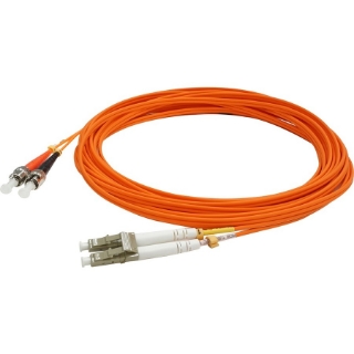 Picture of AddOn 1m LC (Male) to ST (Male) Orange OM1 Duplex Fiber TAA Compliant OFNR (Riser-Rated) Patch Cable