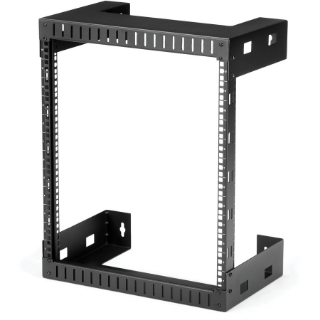 Picture of StarTech.com 12U 19" Wall Mount Network Rack, 12" Deep 2 Post Open Frame Server Room Rack for Data/AV/IT/Computer Equipment/Patch Panel with Cage Nuts & Screws 200lb Weight Capacity, Black