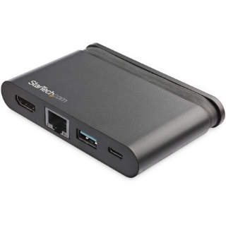 Picture of StarTech.com USB C Multiport Adapter - USB-C Travel Dock to 4K HDMI, 100W PD 3.0 Pass-Through, USB-A USB-C, GbE - Portable USB Type-C Dock