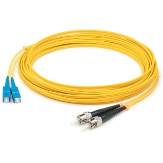 Picture of AddOn 3m SC (Male) to ST (Male) Yellow OS2 Duplex Fiber TAA Compliant OFNR (Riser-Rated) Patch Cable