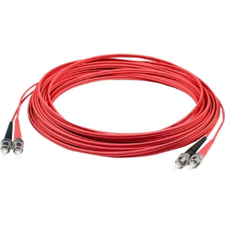 Picture of AddOn 75m ST (Male) to ST (Male) Red OM4 Duplex Fiber OFNR (Riser-Rated) Patch Cable