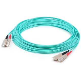 Picture of AddOn 73m SC (Male) to SC (Male) Straight Aqua OM4 Duplex Plenum Fiber Patch Cable