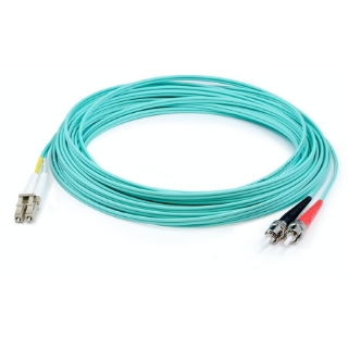 Picture of AddOn 100m LC (Male) to ST (Male) Straight Aqua OM4 Duplex LSZH Fiber Patch Cable