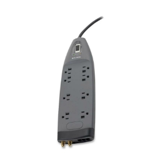 Picture of Belkin 8-Outlet 3240 Joules SurgeMaster Protector - 8 Receptacle(s) - 3550 J - 125 V AC Input - Cable Modem/DSL/Fax/Phone, Coaxial Cable Line