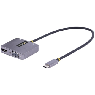 Picture of StarTech.com USB C Video Adapter, USB C to HDMI VGA Multiport Adapter, 3.5mm Audio Output, 4K 60Hz HDR, 100W PD 3.0, USB C Display Adapter