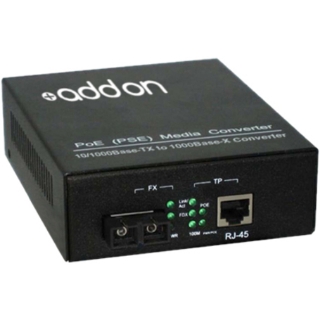 Picture of AddOn 10/100/1000Base-TX(RJ-45) to 1000Base-LX(SC) SMF 1310nm 20km POE Media Converter