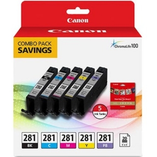 Picture of Canon CLI-281 Ink Cartridge/Paper Kit - Combo Pack - Black, Cyan, Magenta, Yellow