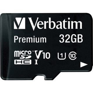 Picture of Verbatim 32GB Premium microSDHC Memory Card with Adapter, UHS-I Class 10