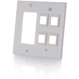 Picture of C2G Decorative Style Cutout with Four Keystone Double Gang Wall Plate - White