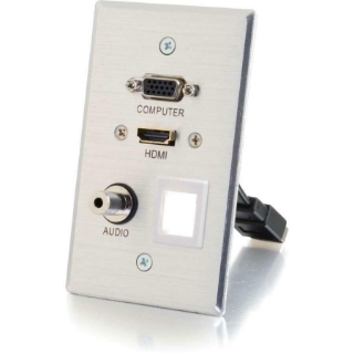 Picture of C2G HDMI, VGA, 3.5mm Audio Pass Through Single Gang Wall Plate with One Keystone - Aluminum