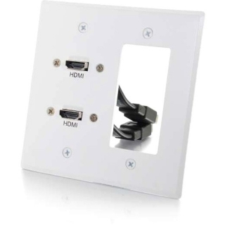 Picture of C2G Dual HDMI Pass Through Double Gang Wall Plate with One Decorative Cutout-White