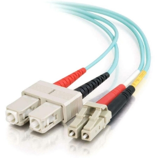 Picture of C2G 5m LC-SC 10Gb 50/125 Duplex Multimode OM3 Fiber Cable - Aqua - 16ft