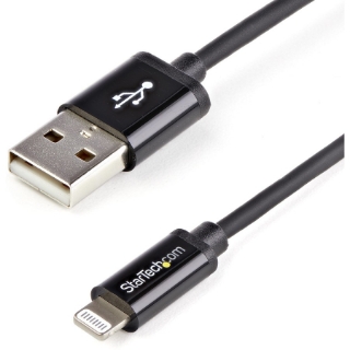 Picture of StarTech.com 1m (3ft) Black Apple&reg; 8-pin Lightning Connector to USB Cable for iPhone / iPod / iPad