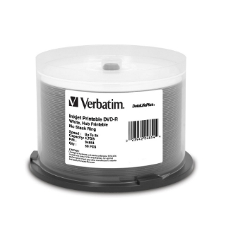 Picture of Verbatim DVD-R 4.7GB 8X DataLifePlus White Inkjet Printable, Hub Printable - 50pk Spindle