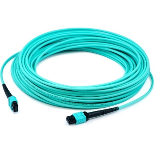 Picture of AddOn 4m MPO (Female) to MPO (Female) 12-Strand Aqua OM4 Straight Fiber OFNR (Riser-Rated) Patch Cable