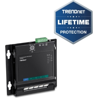 Picture of TRENDnet 5-Port Industrial Gigabit Poe+ Wall-Mounted Front Access Switch; 5X Gigabit Poe+ Ports; DIN-Rail Mount; 48 ?57V DC Power Input; IP30; 120W Poe Budget;Lifetime Protection; TI-PG50F