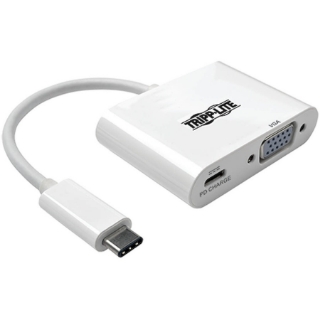 Picture of Tripp Lite USB C to VGA Video Adapter Converter w/ USB-C PD Charging Port, USB Type C to VGA, USB-C, USB Type-C 6in