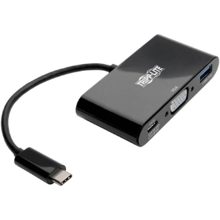 Picture of Tripp Lite USB C to VGA Multiport Adapter Converter w/ USB Hub PD Charging 1080p Black, Thunderbolt 3 Compatible, USB Type C, USB-C, USB Type-C