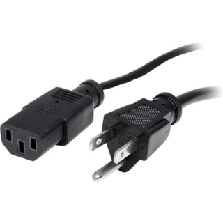 Picture of StarTech.com 1ft (30cm) Computer Power Cord, NEMA 5-15P to C13, 10A 125V 18AWG, Black Replacement AC PC Power Cord, TV/Monitor Power Cable