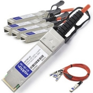Picture of AddOn Cisco QSFP-4X10G-AOC10M Compatible TAA Compliant 40GBase-AOC QSFP+ to 4xSFP+ Direct Attach Cable (850nm, MMF, 10m)