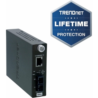 Picture of TRENDnet 100Base-TX to 100Base-FX Single Mode SC Fiber Media Converter (60 Km; 37.3 Miles); Auto-Negotiation; Full Duplex; RJ-45 port; Fiber to Ethernet Converter; Lifetime Protection; TFC-110S60