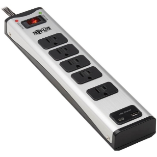 Picture of Tripp Lite Surge Protector Power Strip 5-Outlet Metal with USB-A & USB C Charging