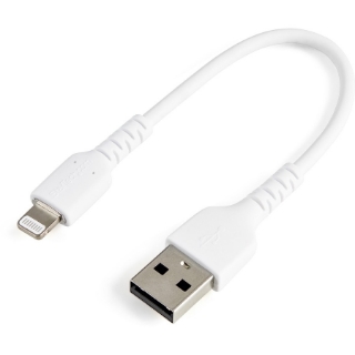 Picture of StarTech.com 6 inch/15cm Durable White USB-A to Lightning Cable, Rugged Heavy Duty Charging/Sync Cable for Apple iPhone/iPad MFi Certified