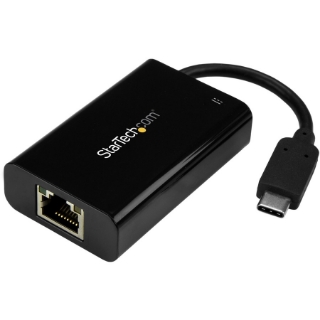 Picture of StarTech.com USB C to Gigabit Ethernet Adapter/Converter w/PD 2.0 - 1Gbps USB 3.1 Type C to RJ45/LAN Network w/Power Delivery Pass Through