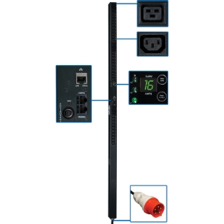 Picture of Tripp Lite PDU 3-Phase Monitored 220/230V 30 C13; 6 C19 IEC-309 16A Red 10' Cord 0U