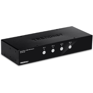 Picture of TRENDnet 4-Port Monitor DisplayPort KVM Switch with Audio, 2-Port USB 2.0 Hub, Supports 4K UHD 3840 x 2160 @ 60Hz, DisplayPort 1.2, Black, TK-441DP