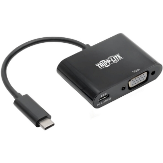 Picture of Tripp Lite USB C to VGA Adapter Converter w/ PD Charging 1080p Black USB Type C to VGA