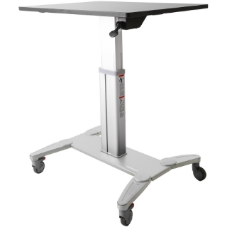 Picture of StarTech.com Mobile Standing Desk - Portable Sit-Stand Ergonomic Height Adjustable Cart on Wheels - Rolling Computer/Laptop Workstation